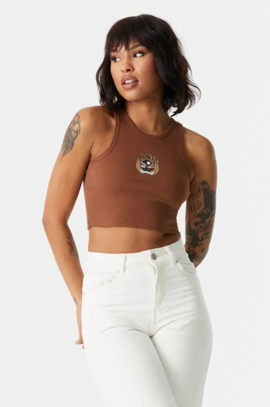 Ribbed Montana Graphic Cropped Tank Top sold by Charlotte Russe