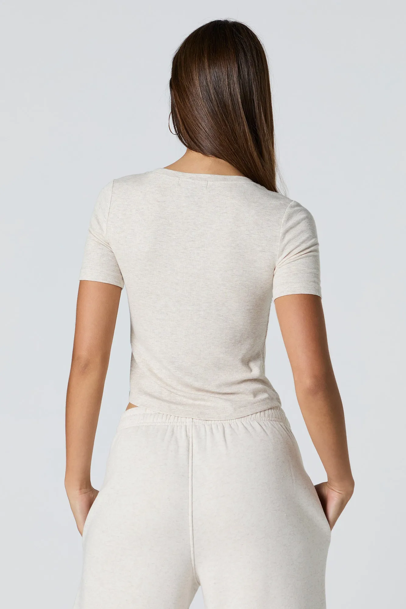 Ribbed Curved Hem T-Shirt sold by Charlotte Russe product image thumbnail 2