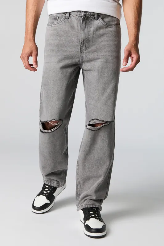 Grey Wash Distressed Baggy Denim Jean sold by Charlotte Russe