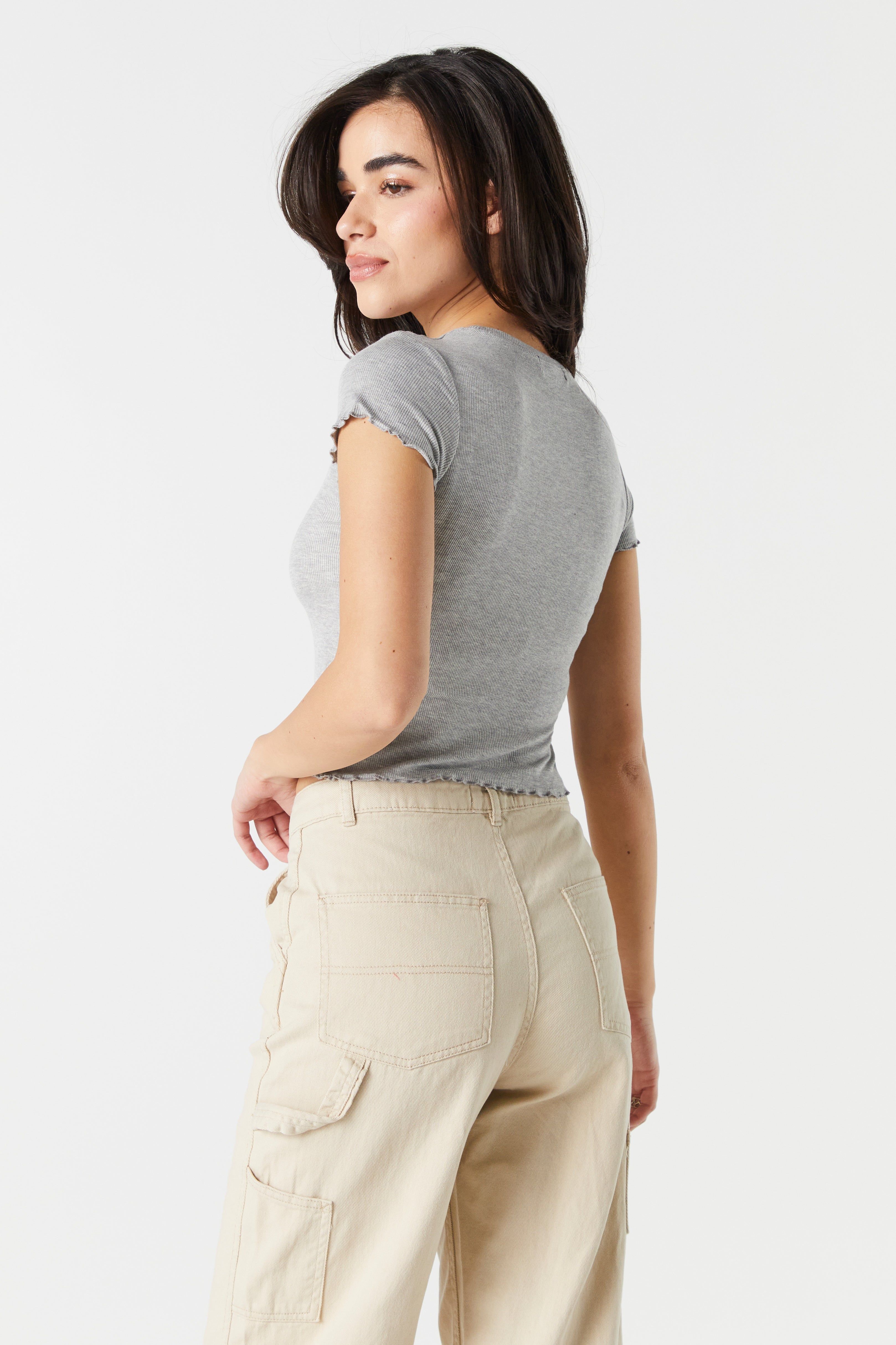 Ribbed Lettuce Trim T-Shirt sold by Charlotte Russe product image thumbnail 5