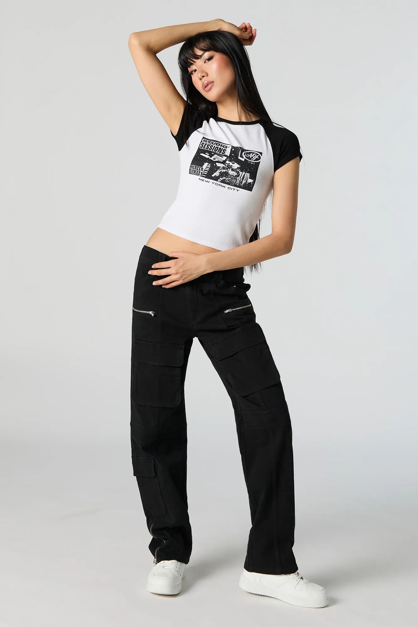 Zipper Hem Straight Leg Cargo Pant sold by Charlotte Russe product image thumbnail 4