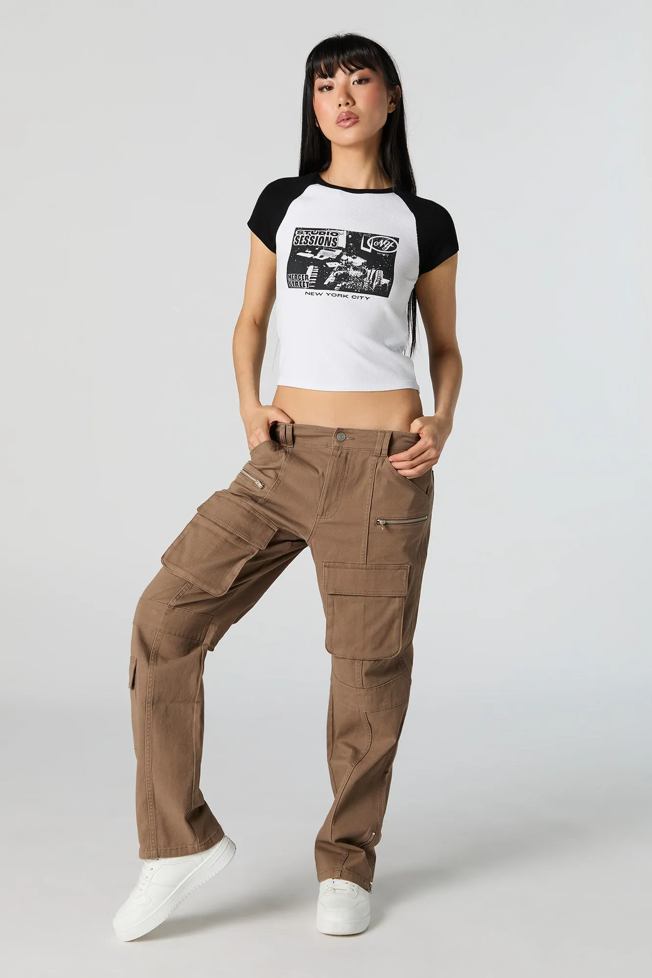 Zipper Hem Straight Leg Cargo Pant sold by Charlotte Russe