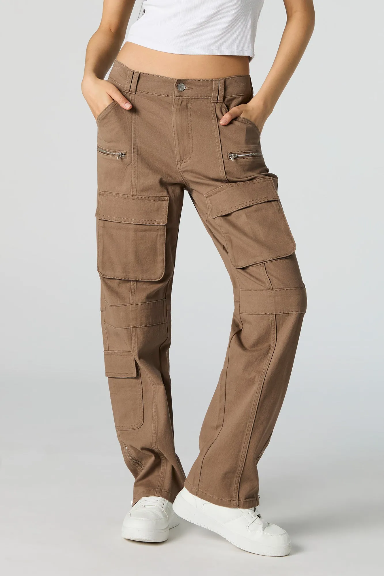 Zipper Hem Straight Leg Cargo Pant sold by Charlotte Russe product image thumbnail 2