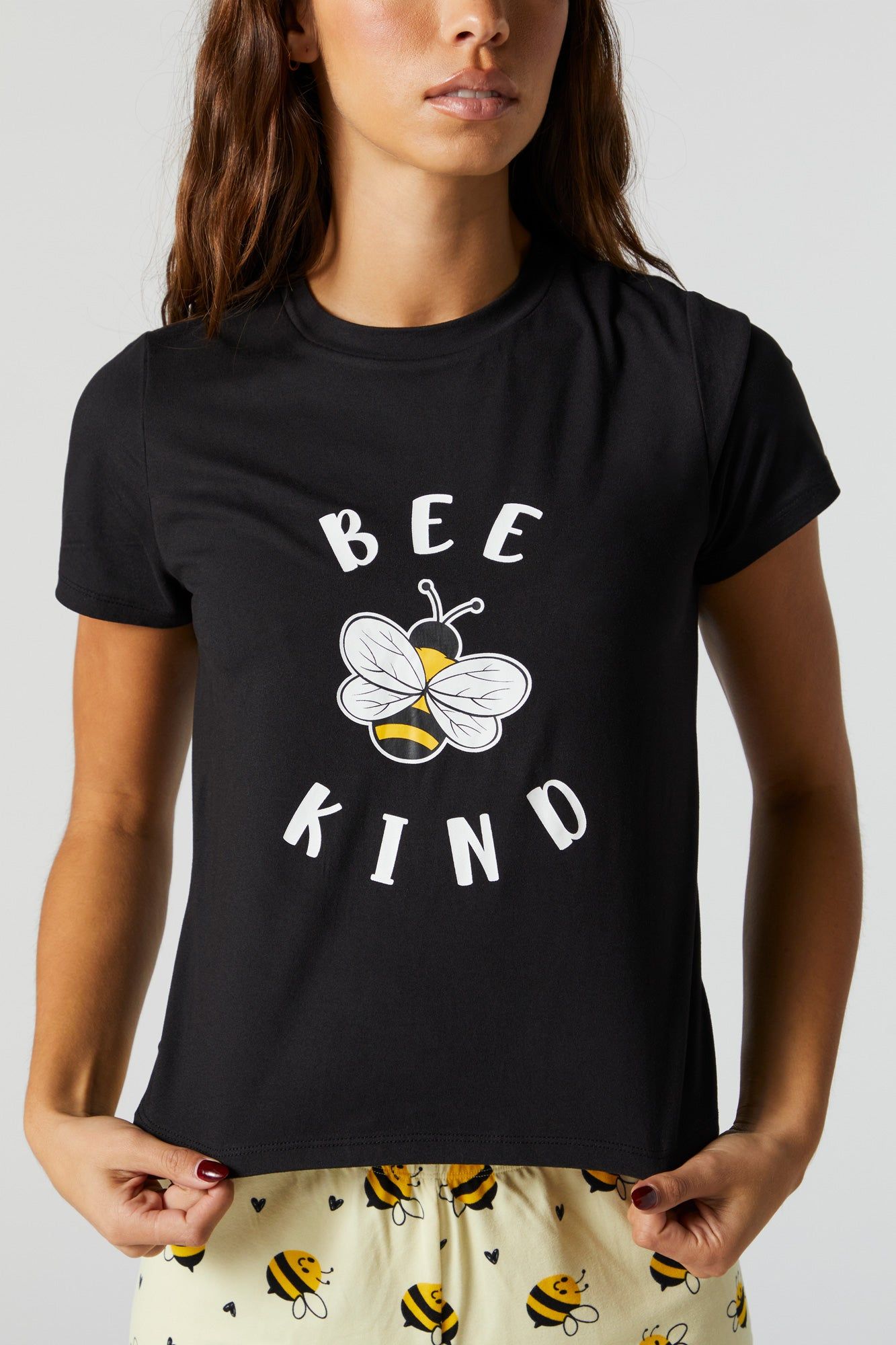 Bee Kind Graphic Pajama T-Shirt Set sold by Charlotte Russe product image thumbnail 2