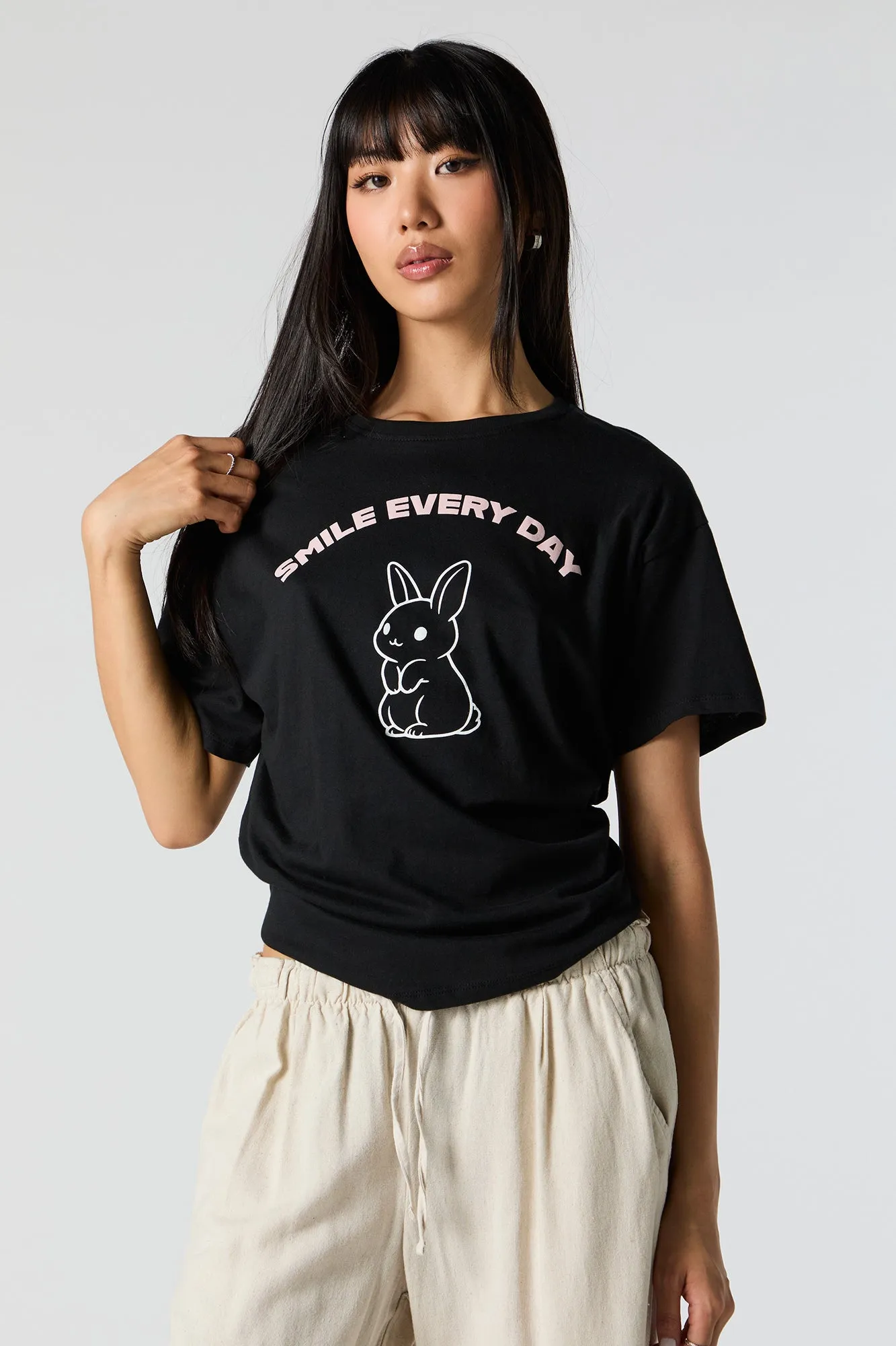 Smile Every Day Graphic Boyfriend T-Shirt sold by Charlotte Russe