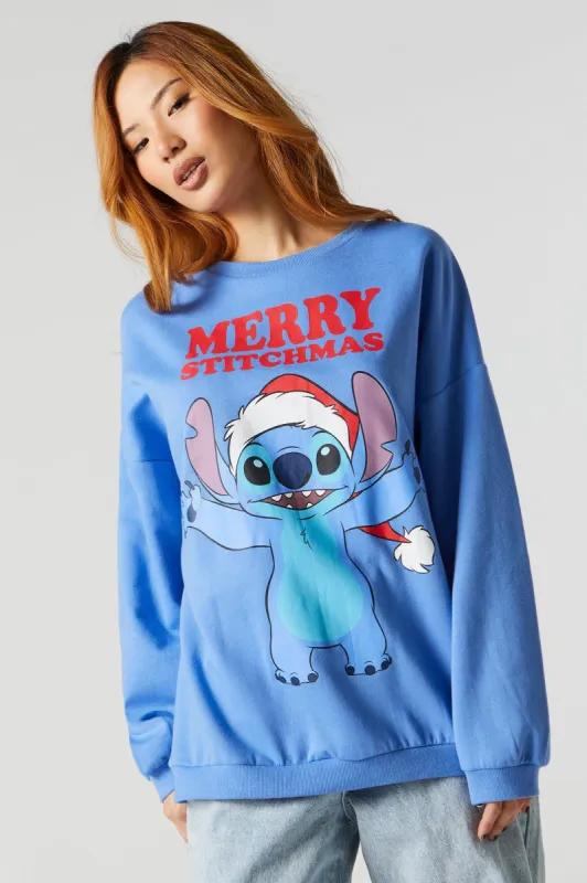 Merry Stitchmas Graphic Fleece Sweatshirt sold by Charlotte Russe