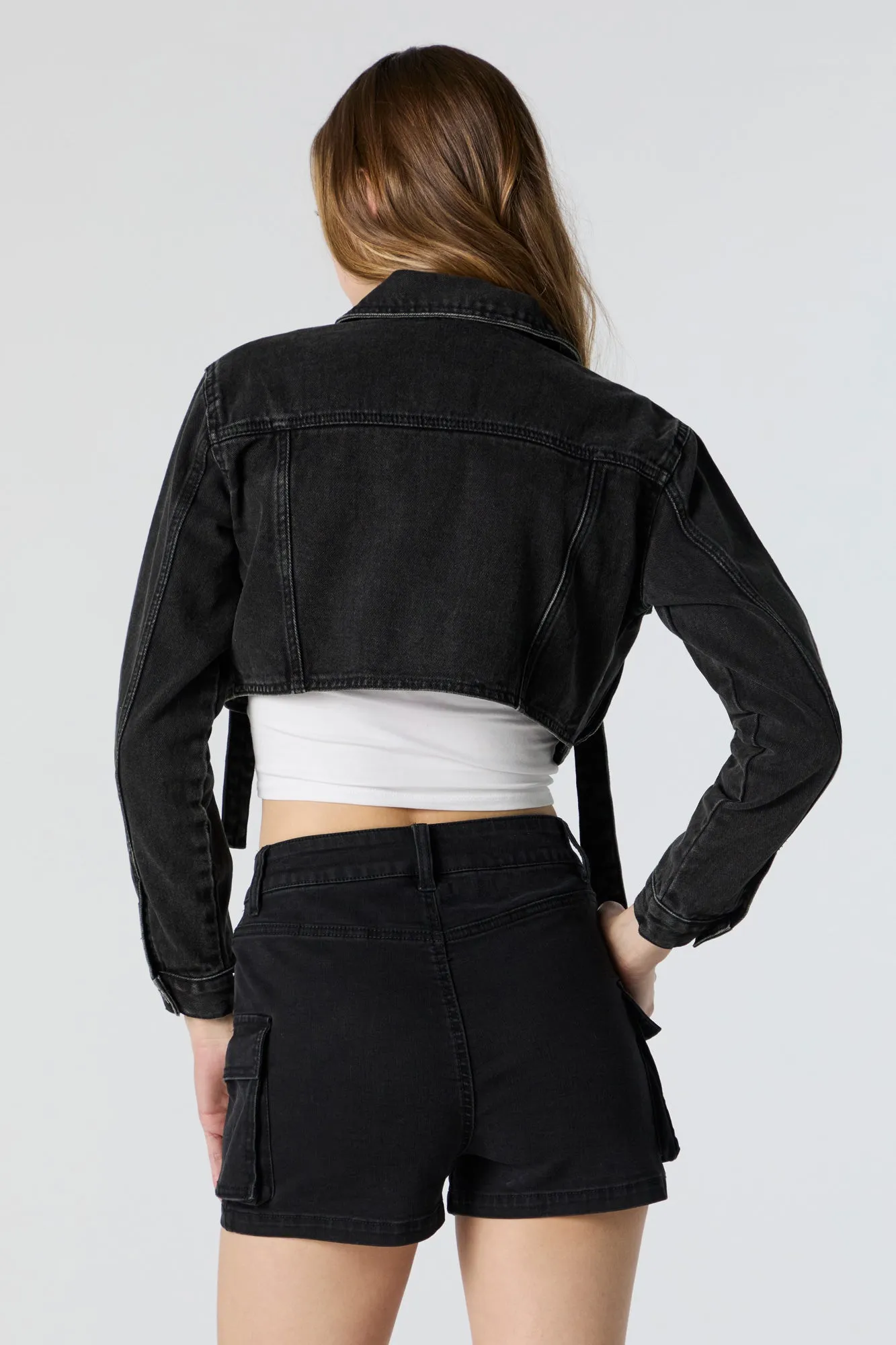 D-Ring Cropped Denim Jacket sold by Charlotte Russe product image thumbnail 2