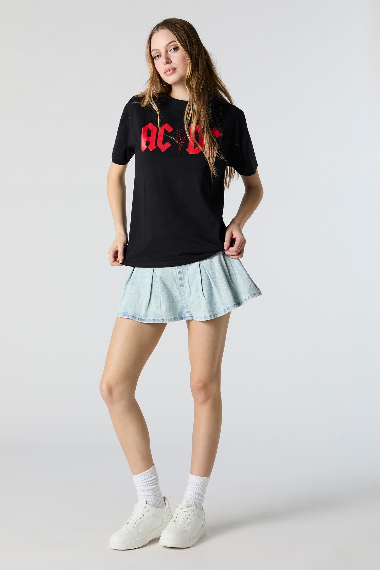 AC/DC Rhinestone Graphic Boyfriend T-Shirt sold by Charlotte Russe product image thumbnail 3