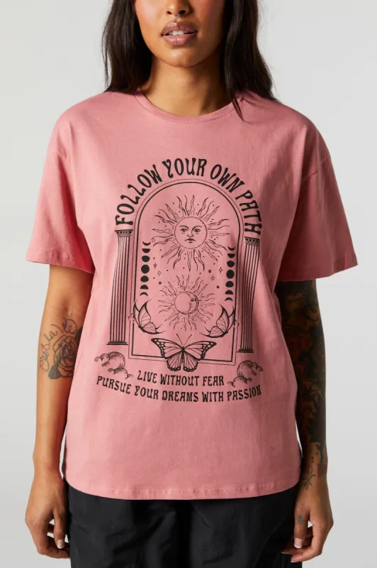 Follow Your Path Graphic Boyfriend T-Shirt sold by Charlotte Russe