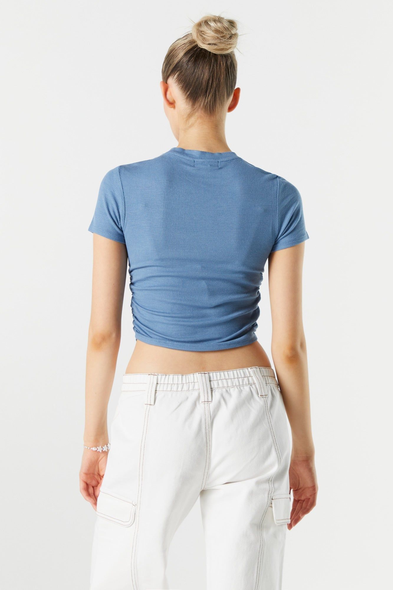 Side Cinched Ribbed Crop Top sold by Charlotte Russe product image thumbnail 5