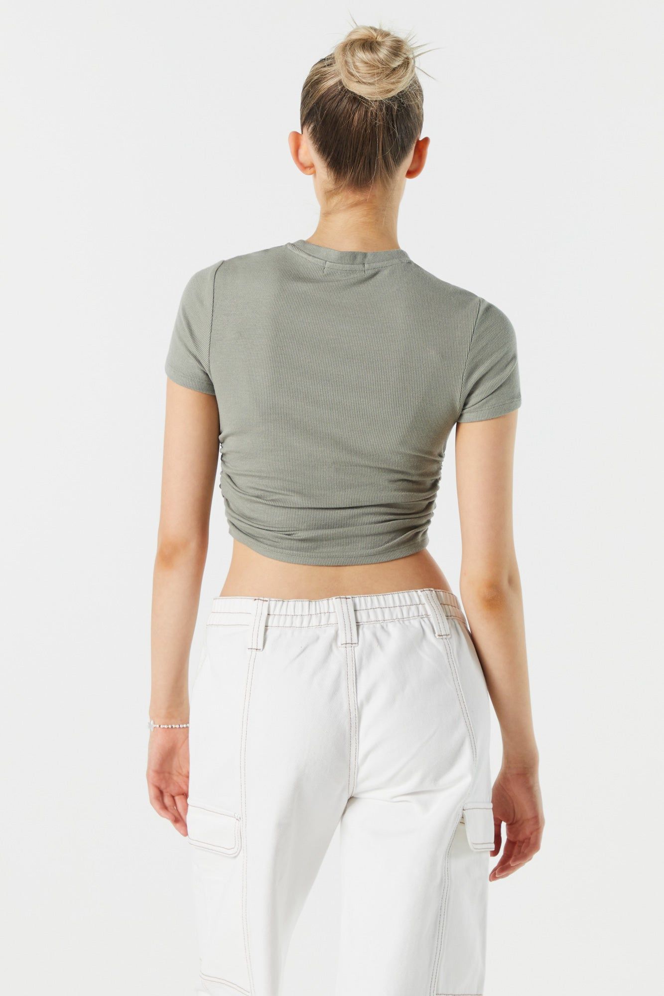 Side Cinched Ribbed Crop Top sold by Charlotte Russe product image thumbnail 2
