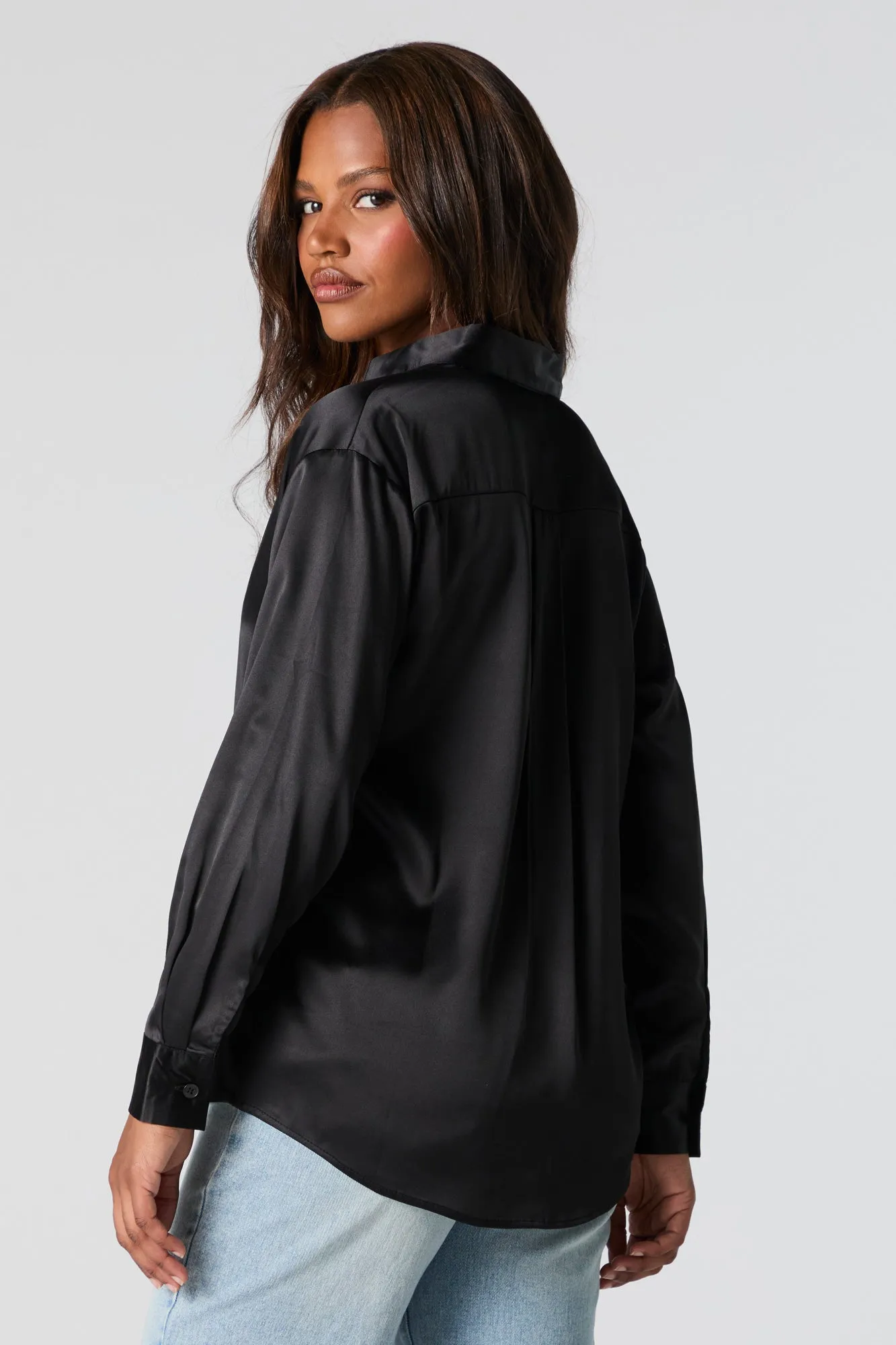 Satin Button-Up Top sold by Charlotte Russe product image thumbnail 5