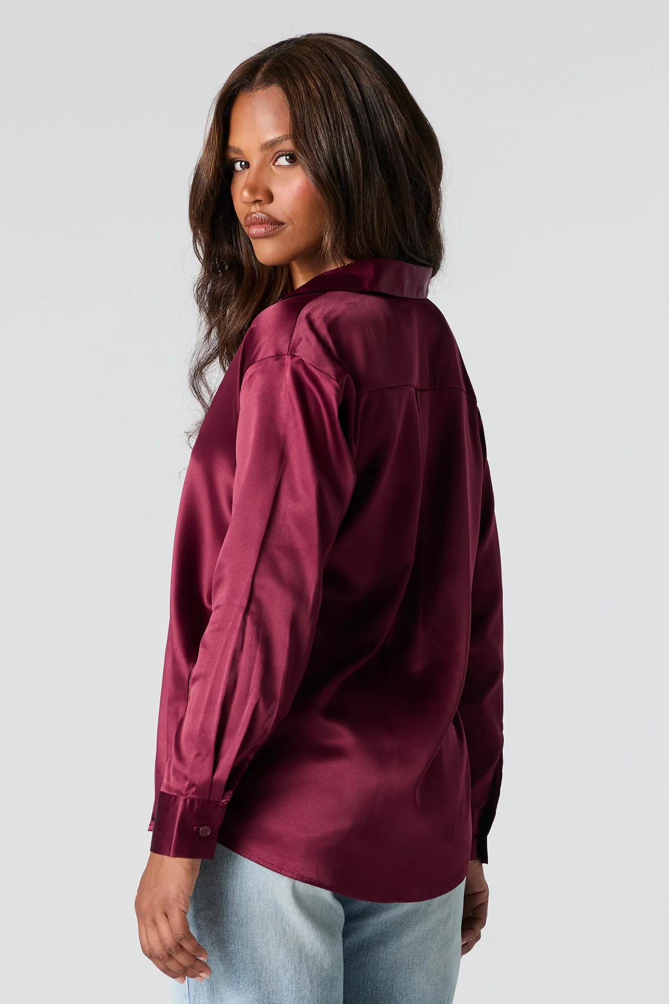 Satin Button-Up Top sold by Charlotte Russe product image thumbnail 2