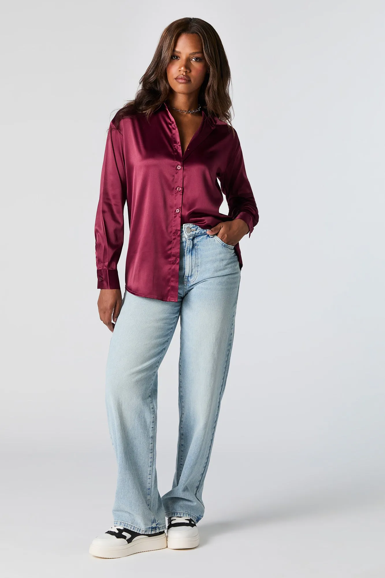 Satin Button-Up Top sold by Charlotte Russe product image thumbnail 3