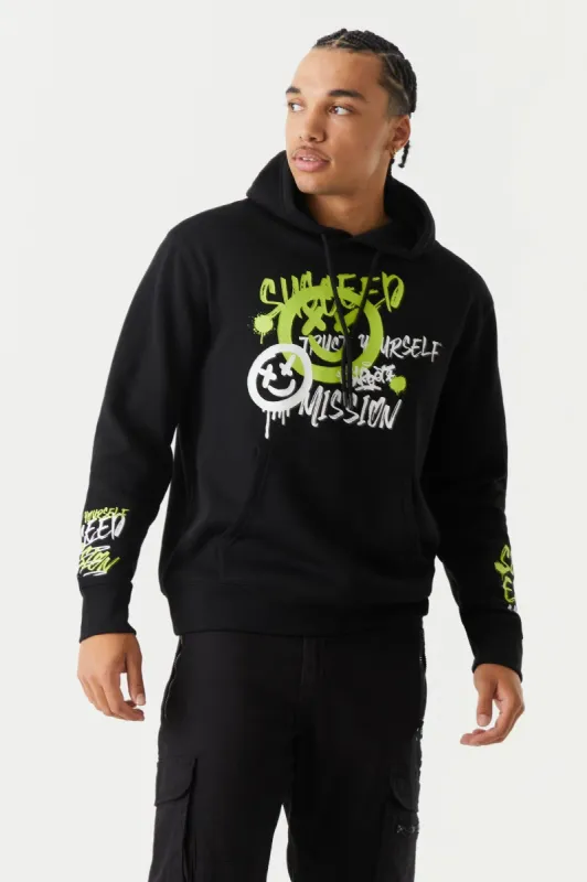 Spray Paint Smiley Graffiti Graphic Hoodie sold by Charlotte Russe