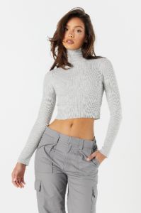 Ribbed Knit Cropped Turtleneck Sweater sold by Charlotte Russe