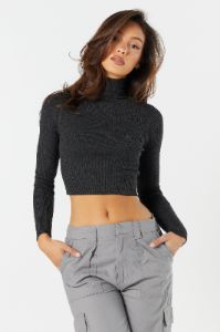 Ribbed Knit Cropped Turtleneck Sweater sold by Charlotte Russe