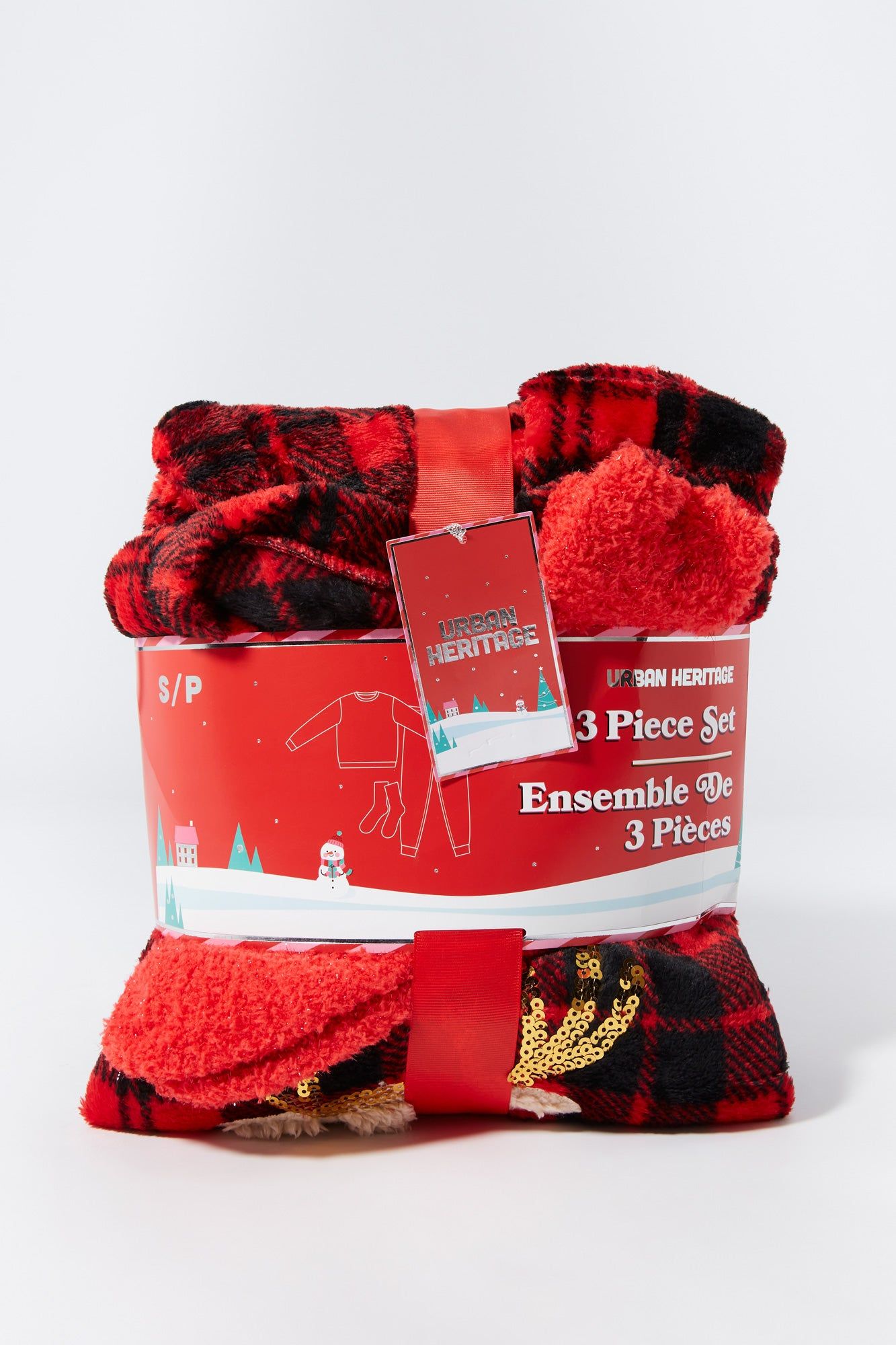 Plush Plaid Reindeer 3 Piece Pajama Set sold by Charlotte Russe product image thumbnail 3