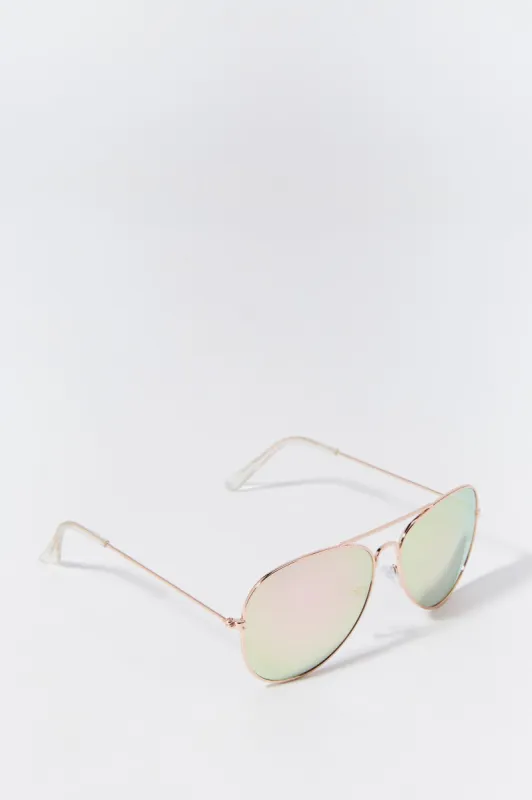 Rose Gold Aviator Sunglasses sold by Charlotte Russe