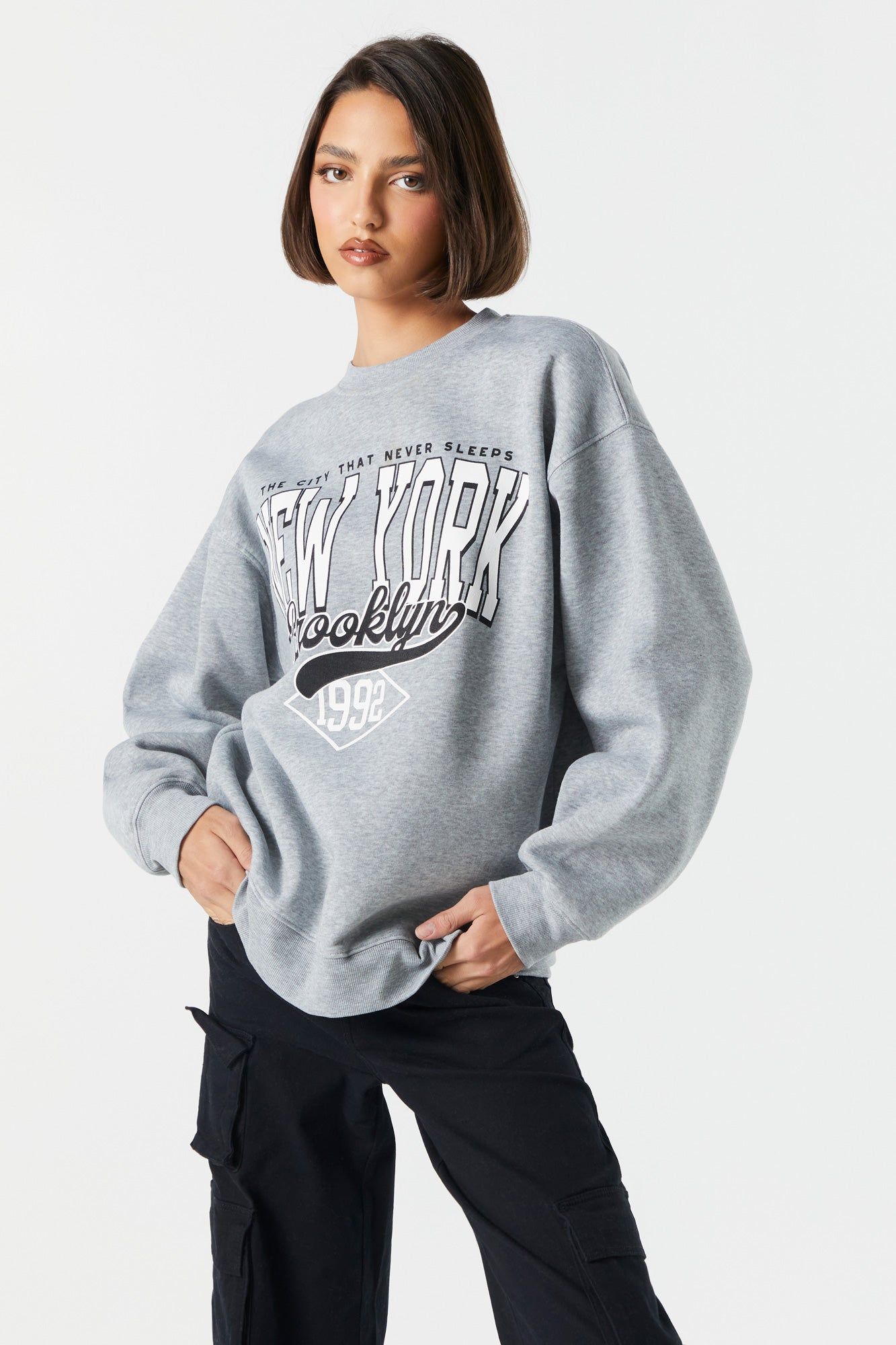 New York Graphic Fleece Sweatshirt sold by Charlotte Russe