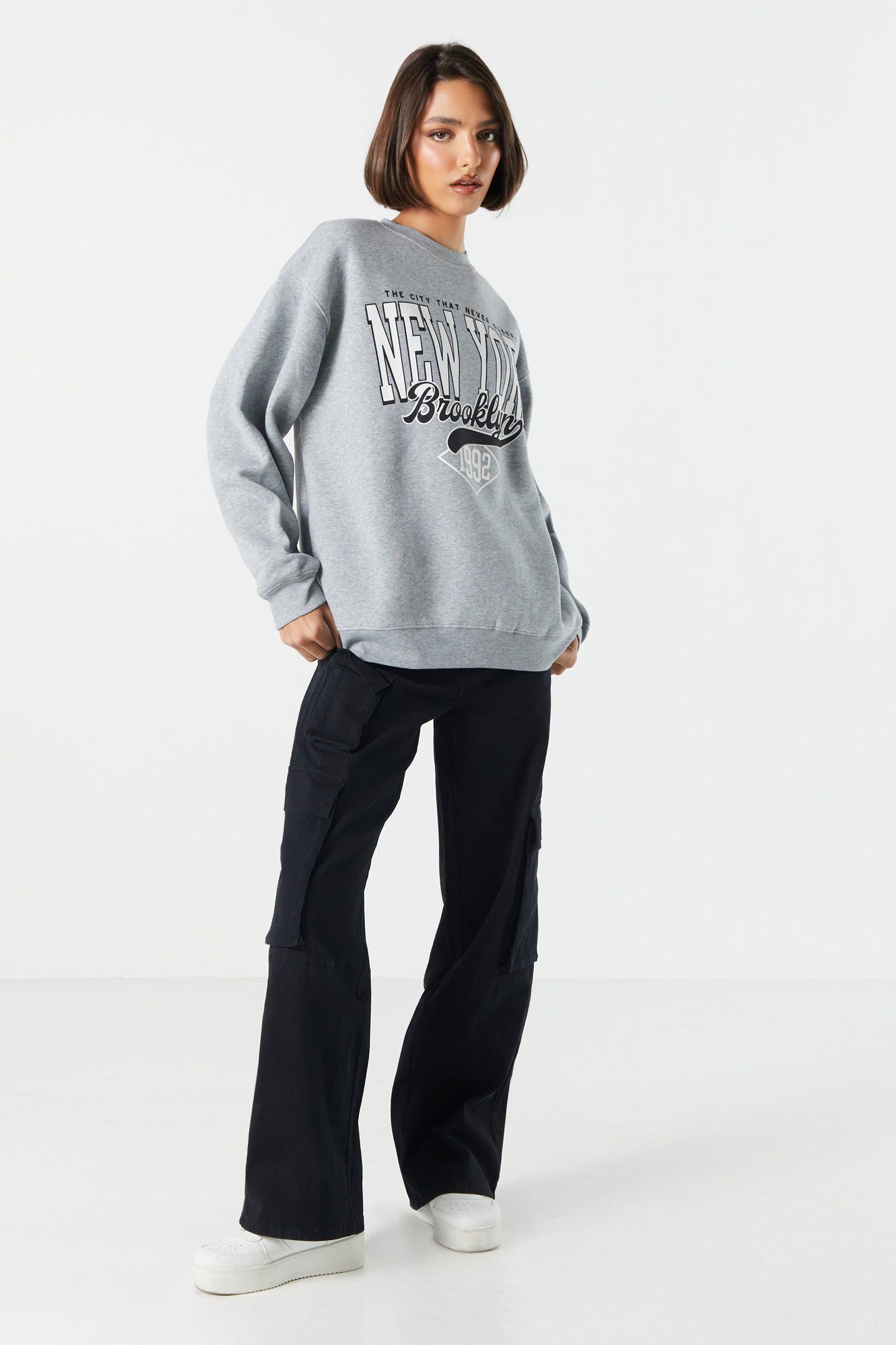 New York Graphic Fleece Sweatshirt sold by Charlotte Russe product image thumbnail 3