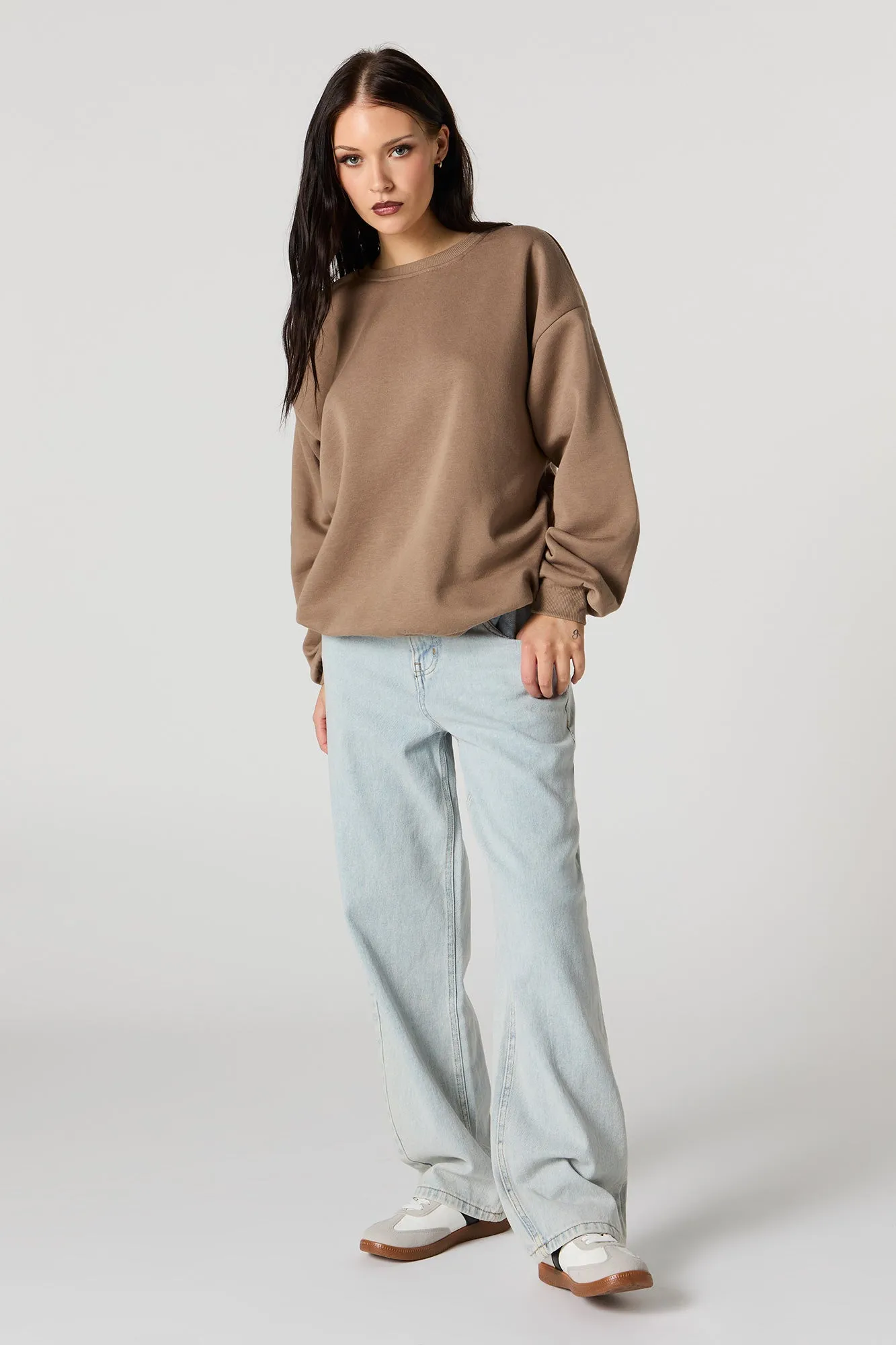 Oversized Fleece Crewneck Sweatshirt sold by Charlotte Russe product image thumbnail 3