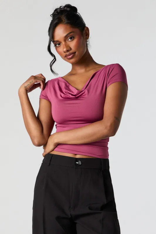 Contour Cowl Neck Short Sleeve Top sold by Charlotte Russe