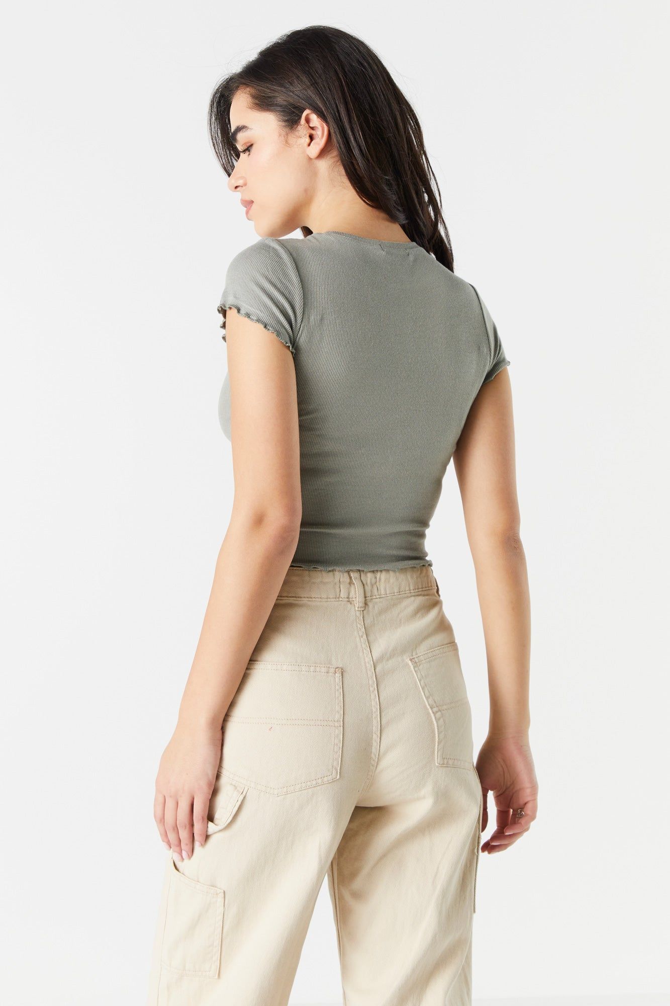 Lettuce Trim Ribbed T-Shirt sold by Charlotte Russe product image thumbnail 2