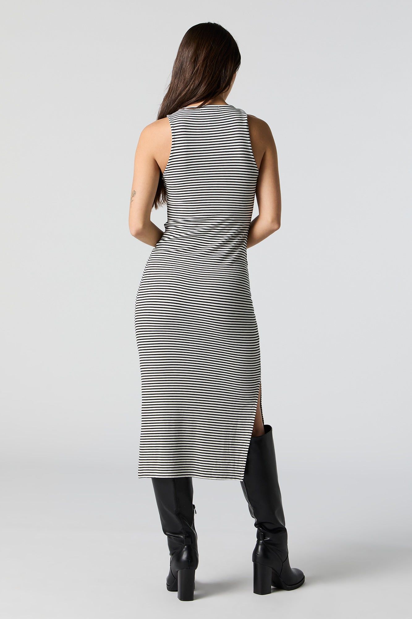 Striped Ribbed Double Slit Bodycon Midi Dress sold by Charlotte Russe product image thumbnail 2
