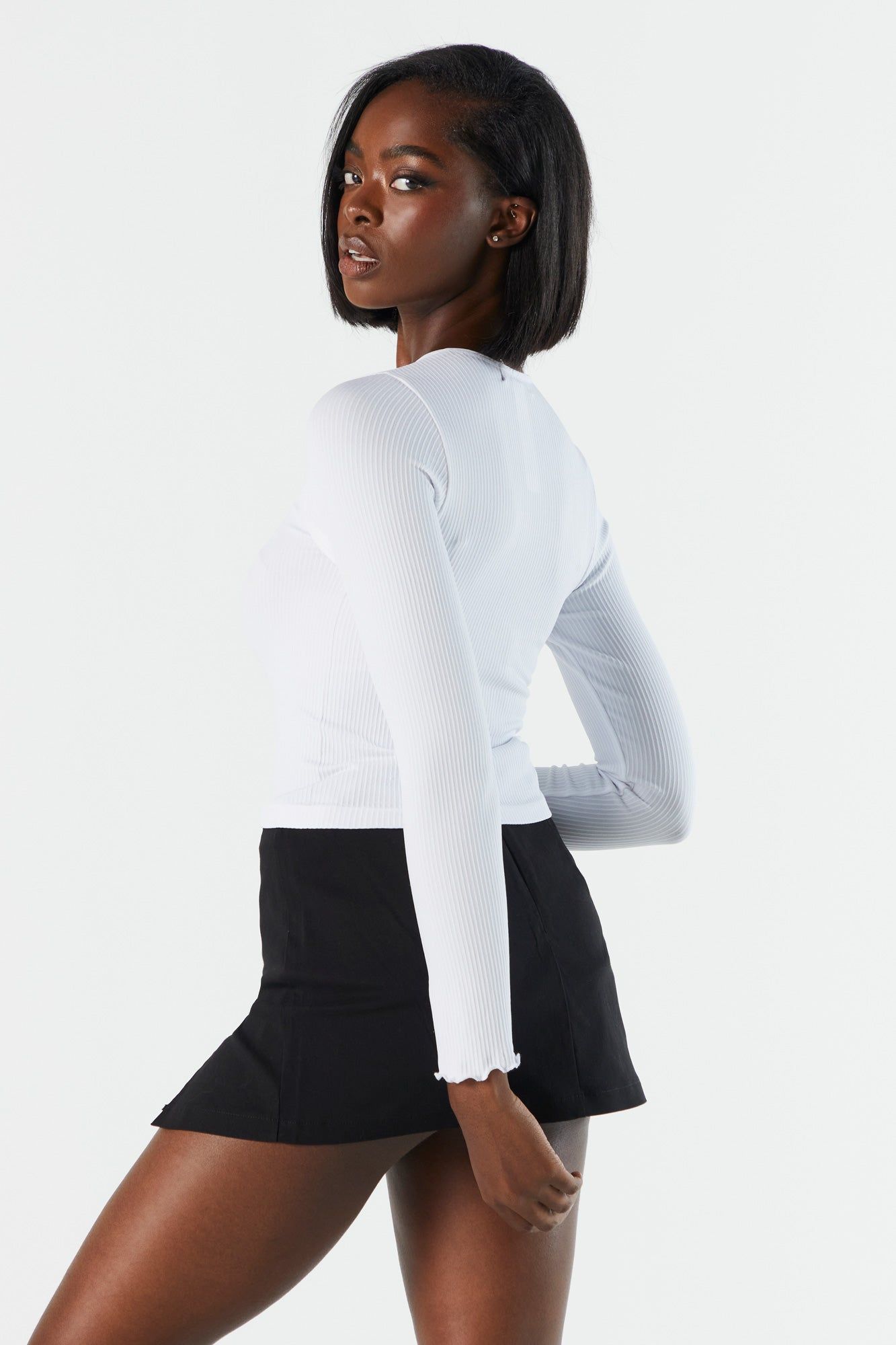 Ribbed Long Sleeve Crop Top sold by Charlotte Russe product image thumbnail 12