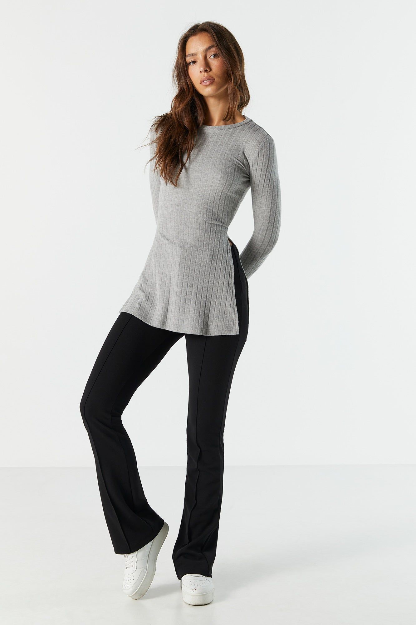 Tunique côtelée à manches longues sold by Charlotte Russe product image thumbnail 8