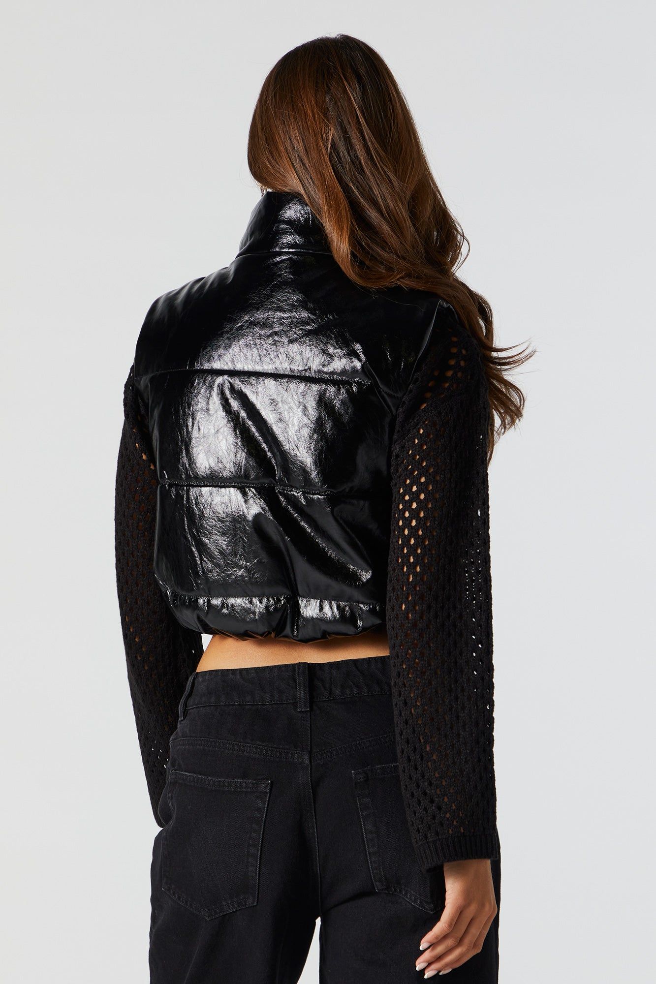 Faux Leather Cropped Puffer Vest sold by Charlotte Russe product image thumbnail 6