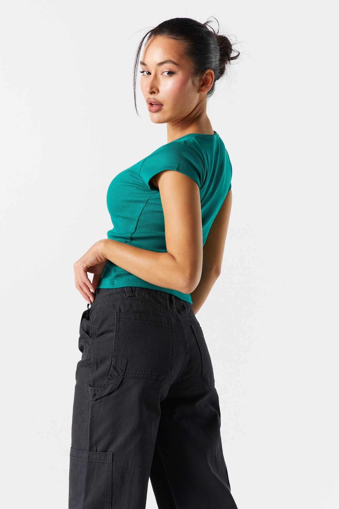 Colored Ribbed Henley Skimmer Top sold by Charlotte Russe product image thumbnail 5