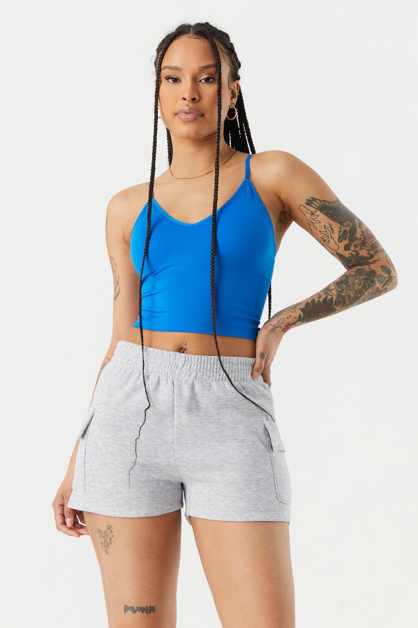 Seamless V-Neck Crop Tank sold by Charlotte Russe