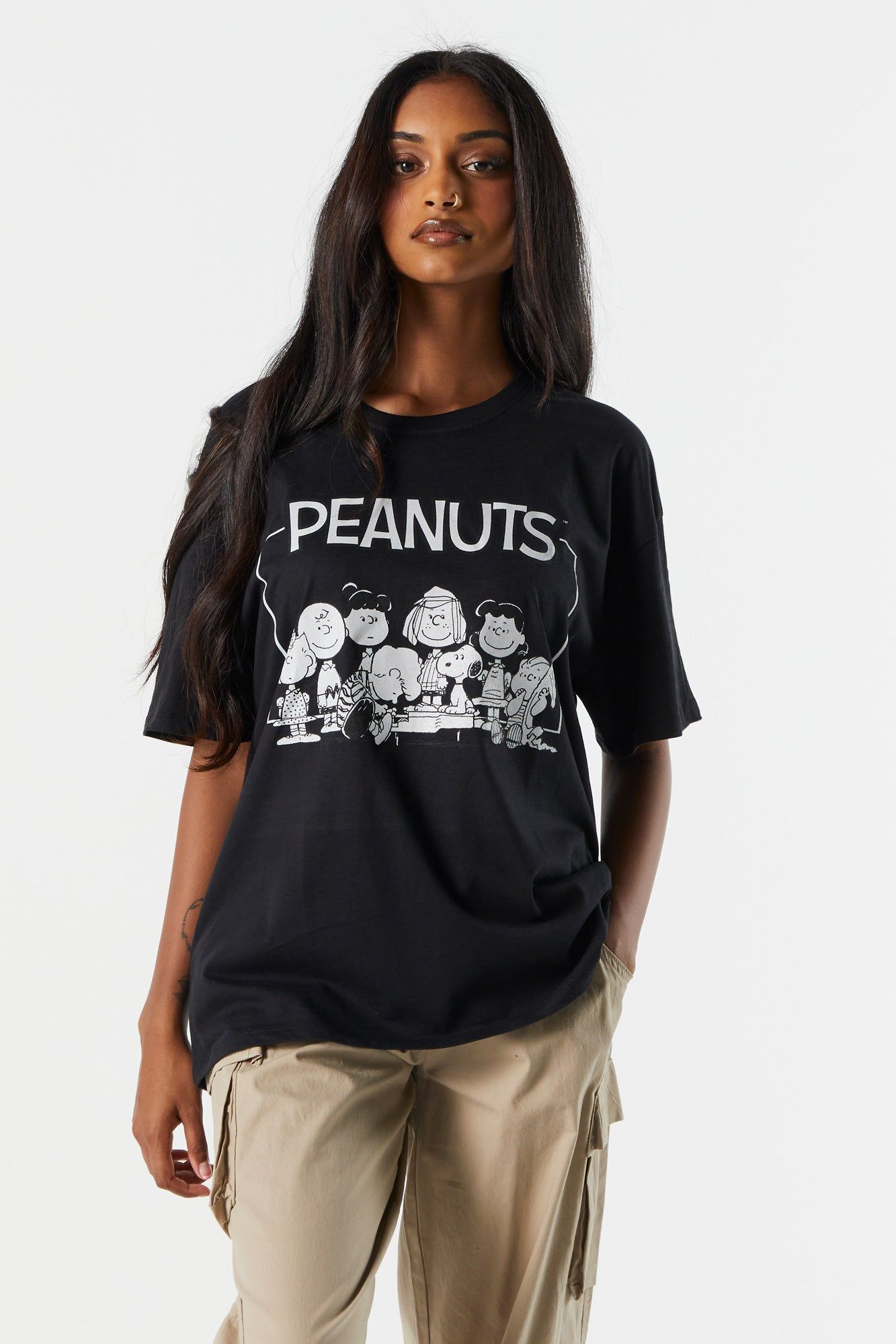 Peanuts Graphic Boyfriend T-Shirt sold by Charlotte Russe