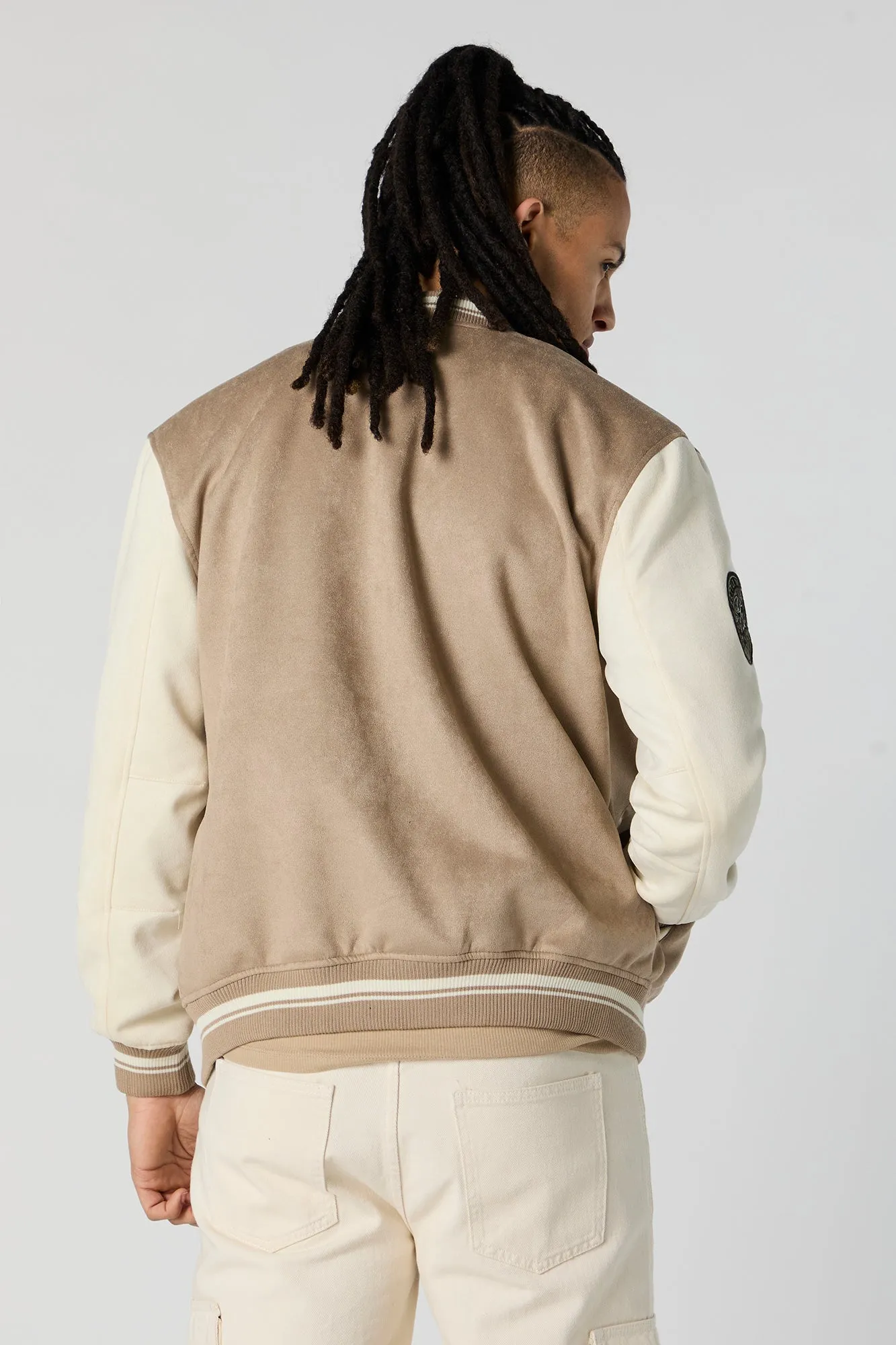 New York Faux Suede Varsity Jacket sold by Charlotte Russe product image thumbnail 2