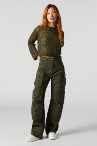 Twill Multi Cargo Pocket Straight Leg Pant sold by Charlotte Russe