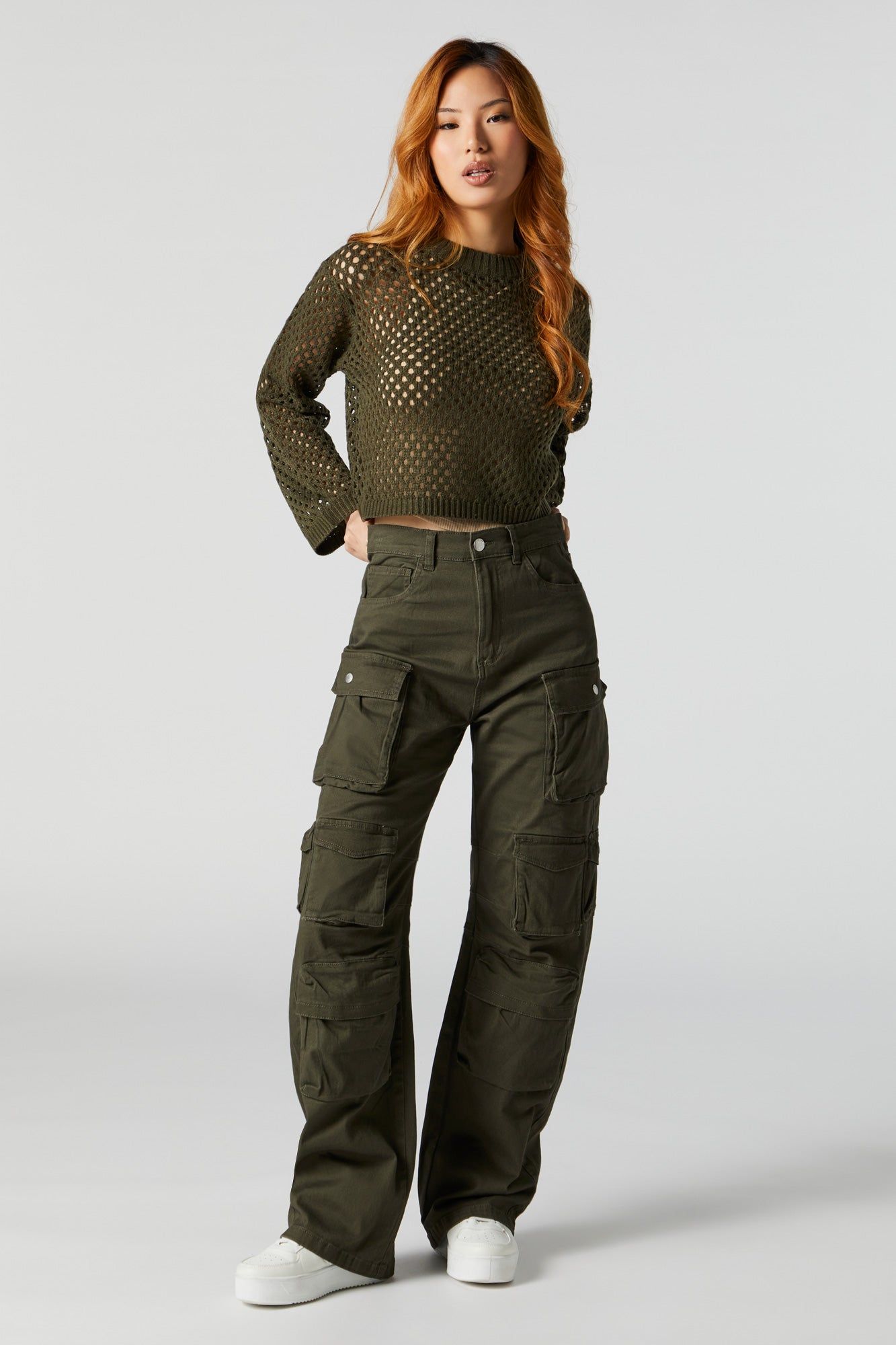 Twill Multi Cargo Pocket Straight Leg Pant sold by Charlotte Russe product image thumbnail 8