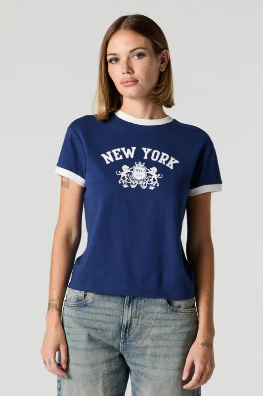 New York Graphic Sporty Ringer T-Shirt sold by Charlotte Russe