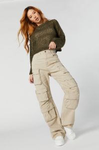 Twill Multi Cargo Pocket Straight Leg Pant sold by Charlotte Russe