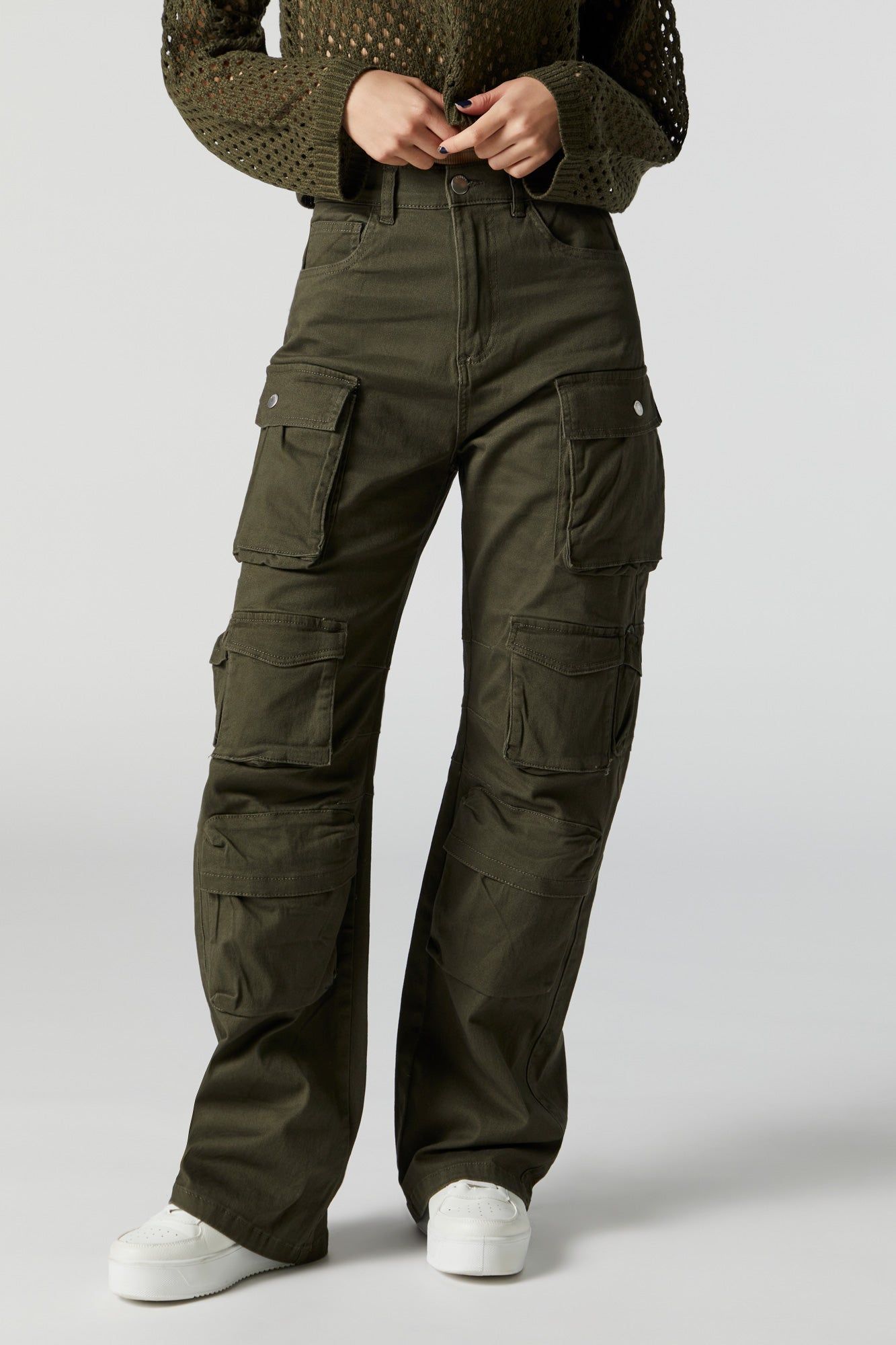 Twill Multi Cargo Pocket Straight Leg Pant sold by Charlotte Russe product image thumbnail 9