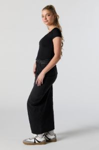 Denim Front Slit Maxi Skirt sold by Charlotte Russe