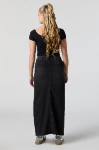 Denim Front Slit Maxi Skirt sold by Charlotte Russe