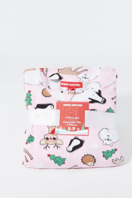 Animal Print 2 Piece Holiday Pajama Set sold by Charlotte Russe