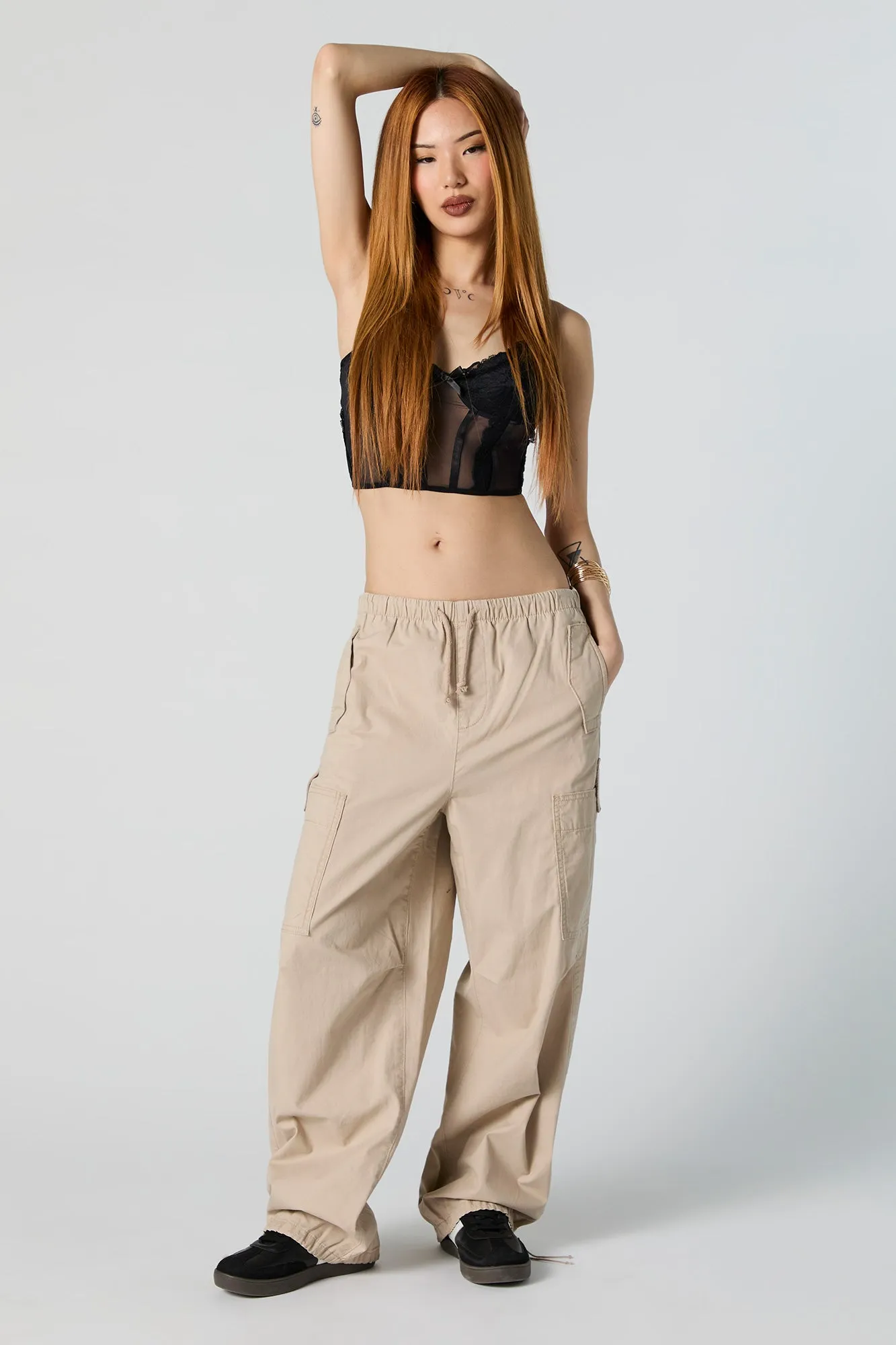 Tan Parachute Cargo Pant sold by Charlotte Russe