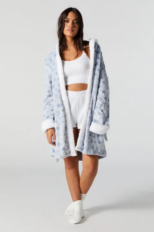 Star Print Plush Robe sold by Charlotte Russe