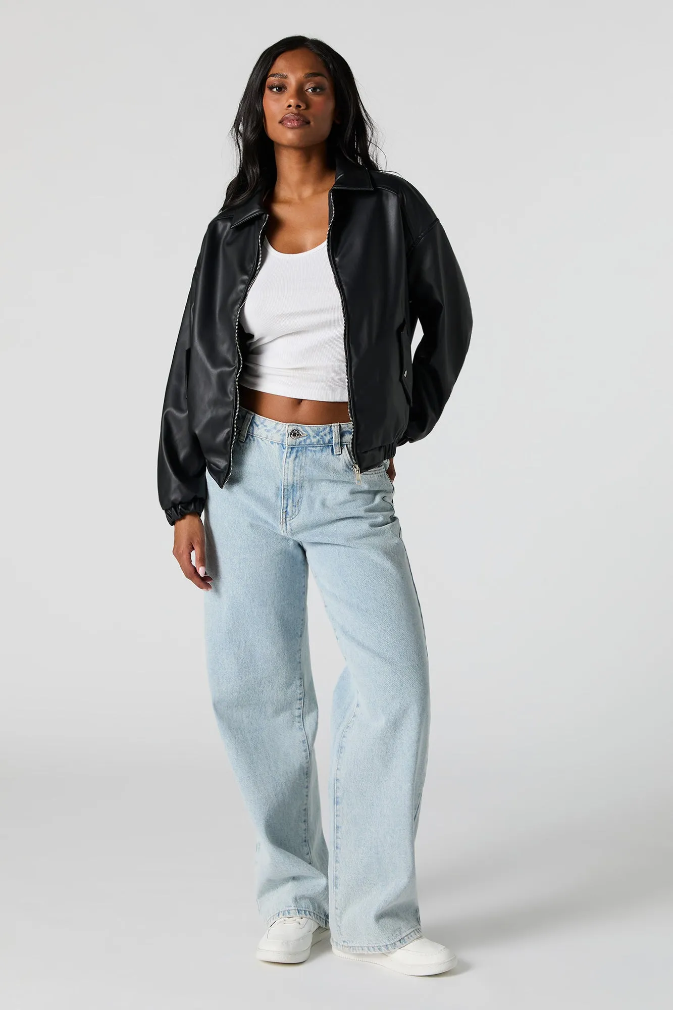 Faux Leather Bomber Jacket sold by Charlotte Russe product image thumbnail 3