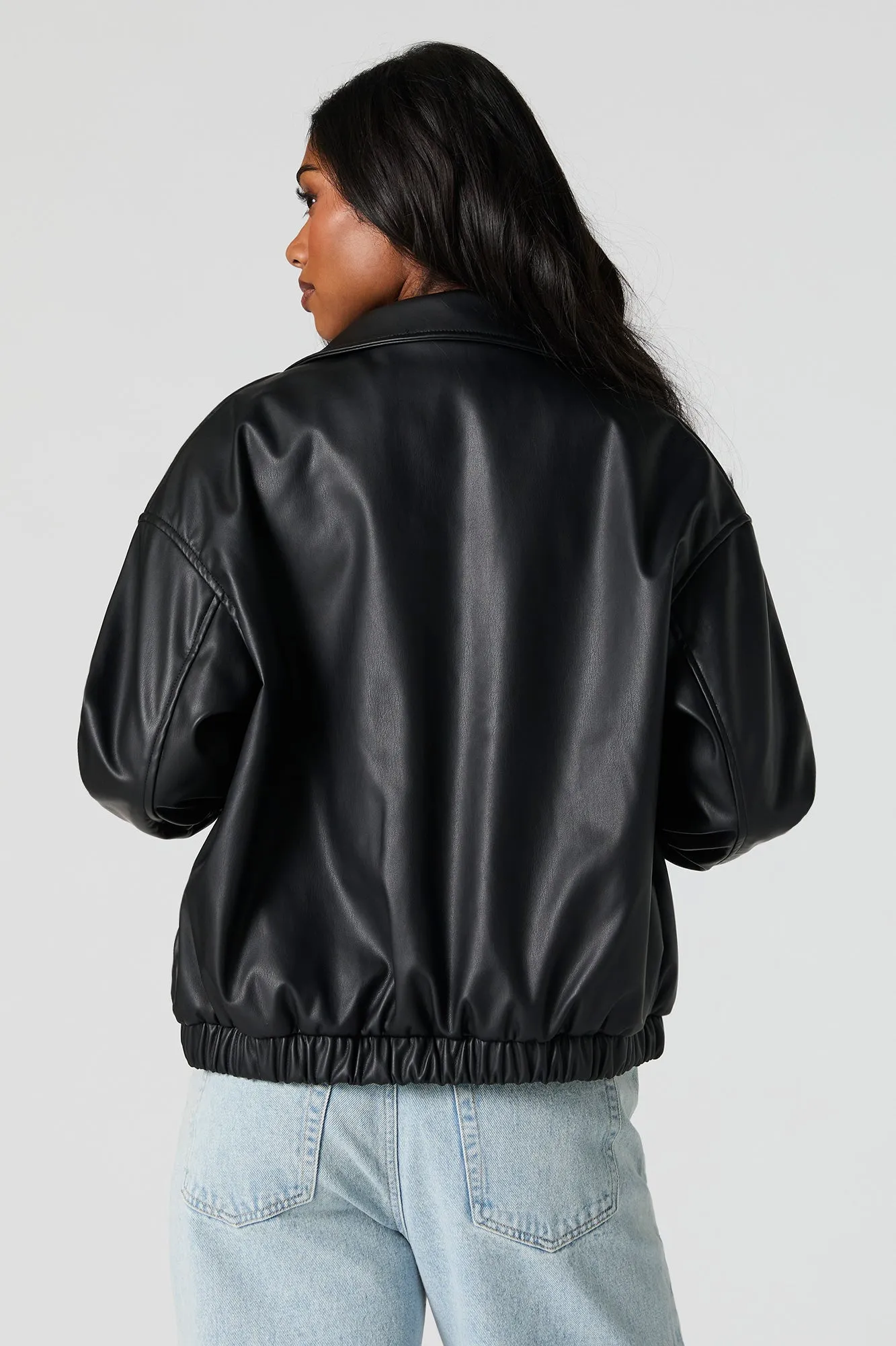 Faux Leather Bomber Jacket sold by Charlotte Russe product image thumbnail 4