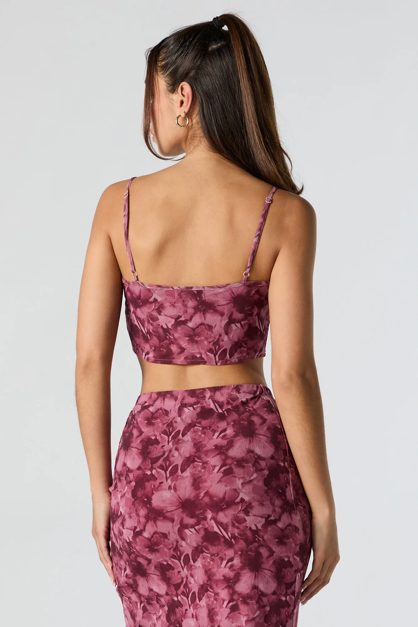 Floral Mesh Corset Crop Top sold by Charlotte Russe product image thumbnail 2