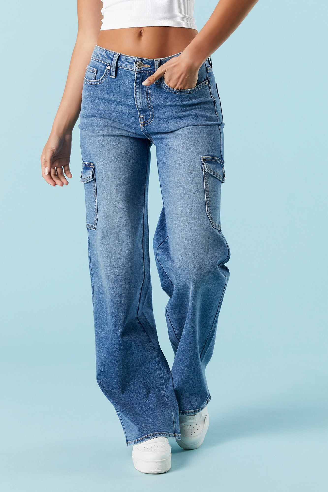 High Rise Stretch Denim Cargo Jean sold by Charlotte Russe product image thumbnail 2